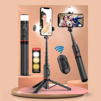 Bluetooth Remote Control Selfie Stick With Rotatable Fill Light