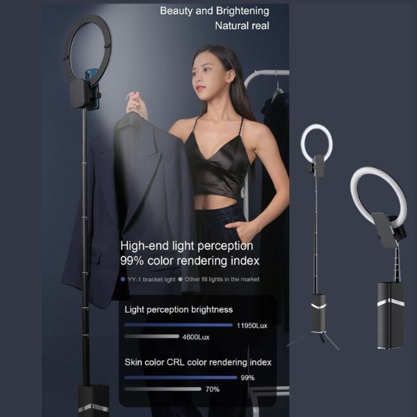 Foldable Multifunctional Invisible LED Ring Light With Remote