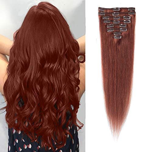 #33 Auburn Red 18" European Remy Clip In Human Hair Extension - dulgehairextensions.com.au