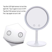 DULGE USB Charging COOL LED Makeup Mirror with Inbuilt Fan