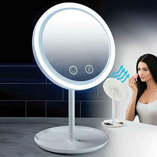 DULGE USB Charging COOL LED Makeup Mirror with Inbuilt Fan