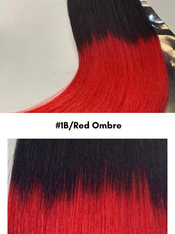 #T1B/RED 20" Deluxe Ombre Black Red Clip In - dulgehairextensions.com.au