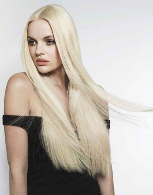 #60 Light platinum Blonde 24" Full Head Clip In - dulgehairextensions.com.au