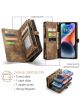 Detachable Brown Leather Wallet Case for iPhone 13 Pro with Wrist Strap